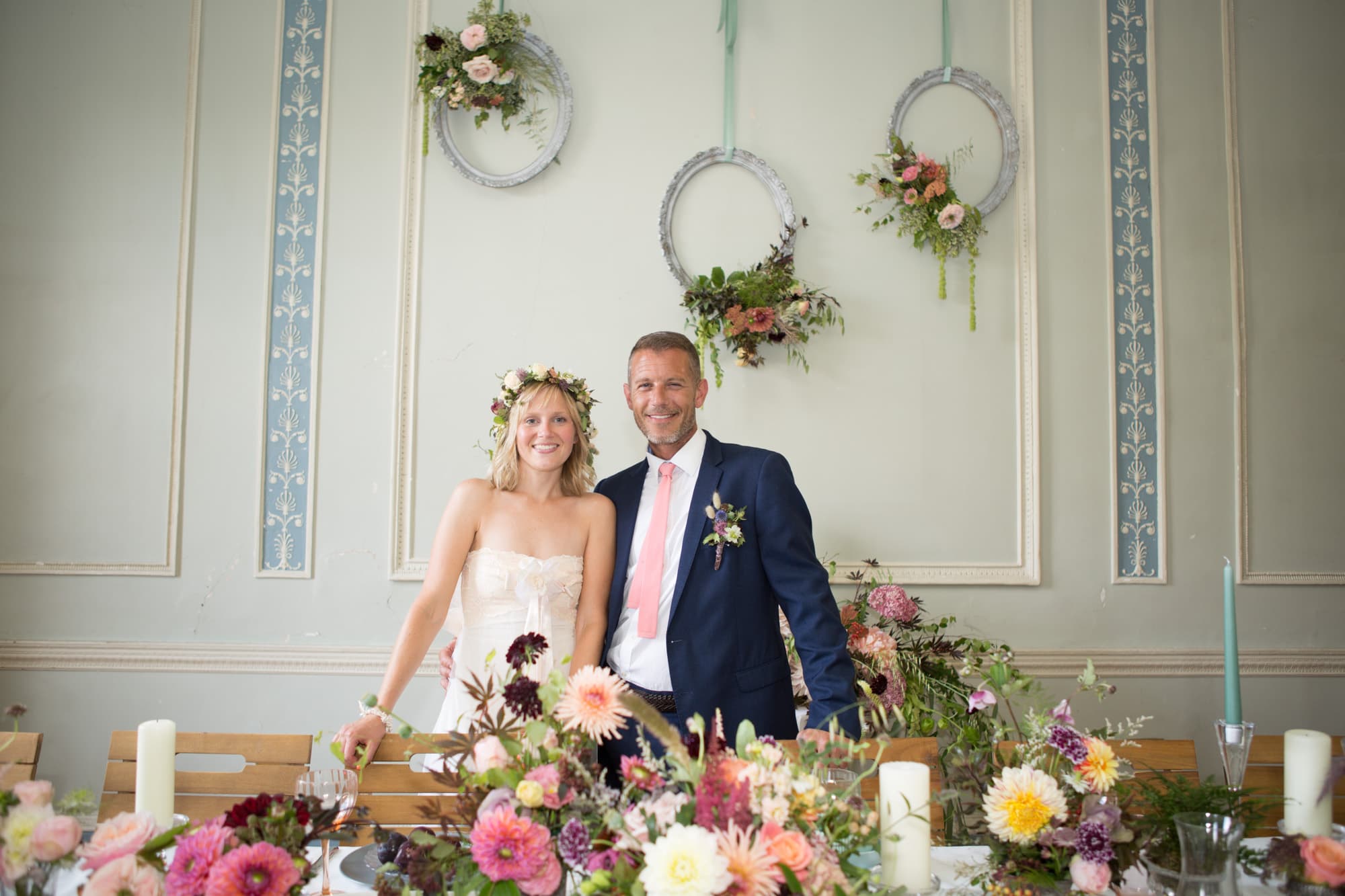 bride and groom inside the dining room taken by Beckenham wedding photographer